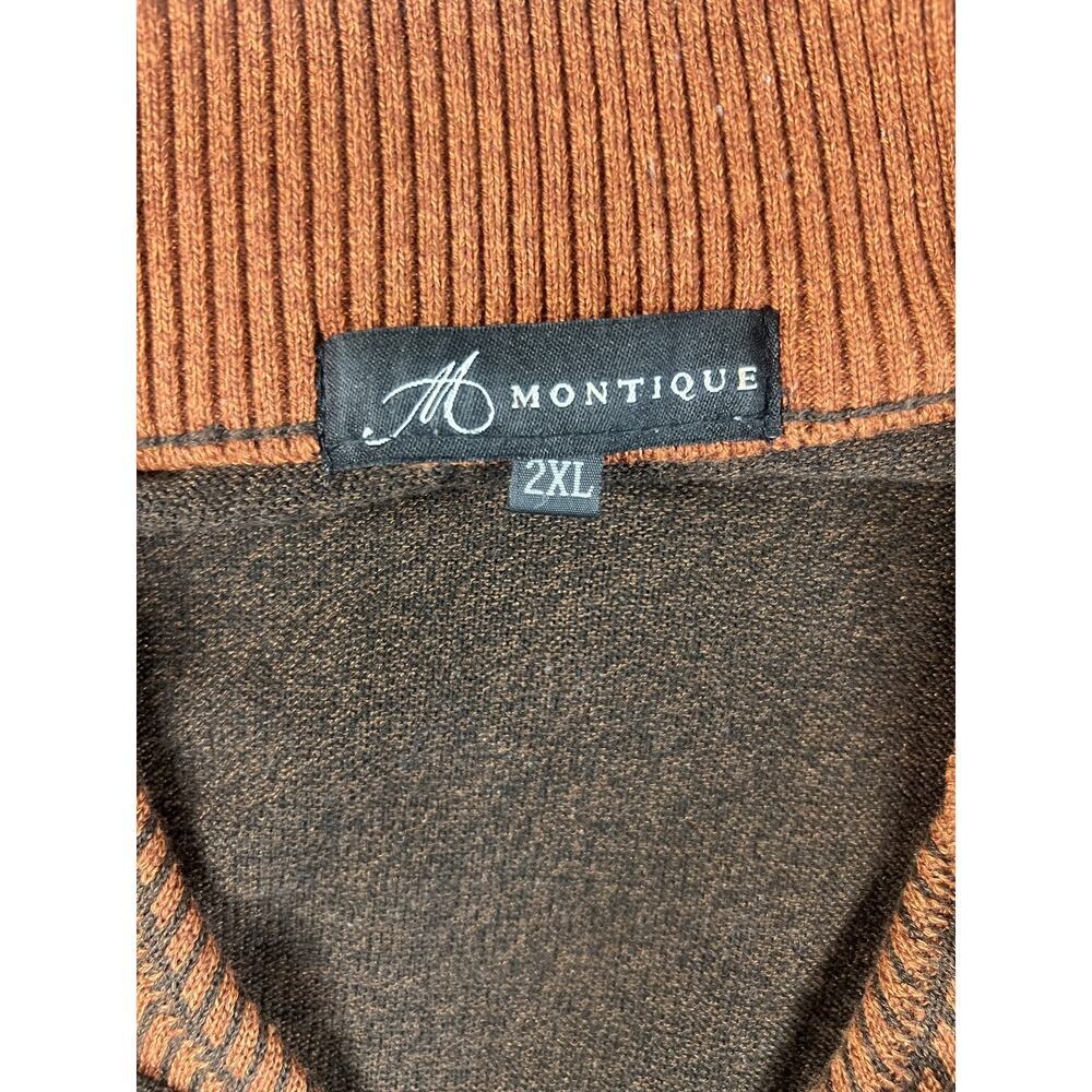 VTG Montique Med 3D Knit Zip Sweater 80s Retro Size 2XL Multicolor Hip Hop Style - Picture 6 of 14
